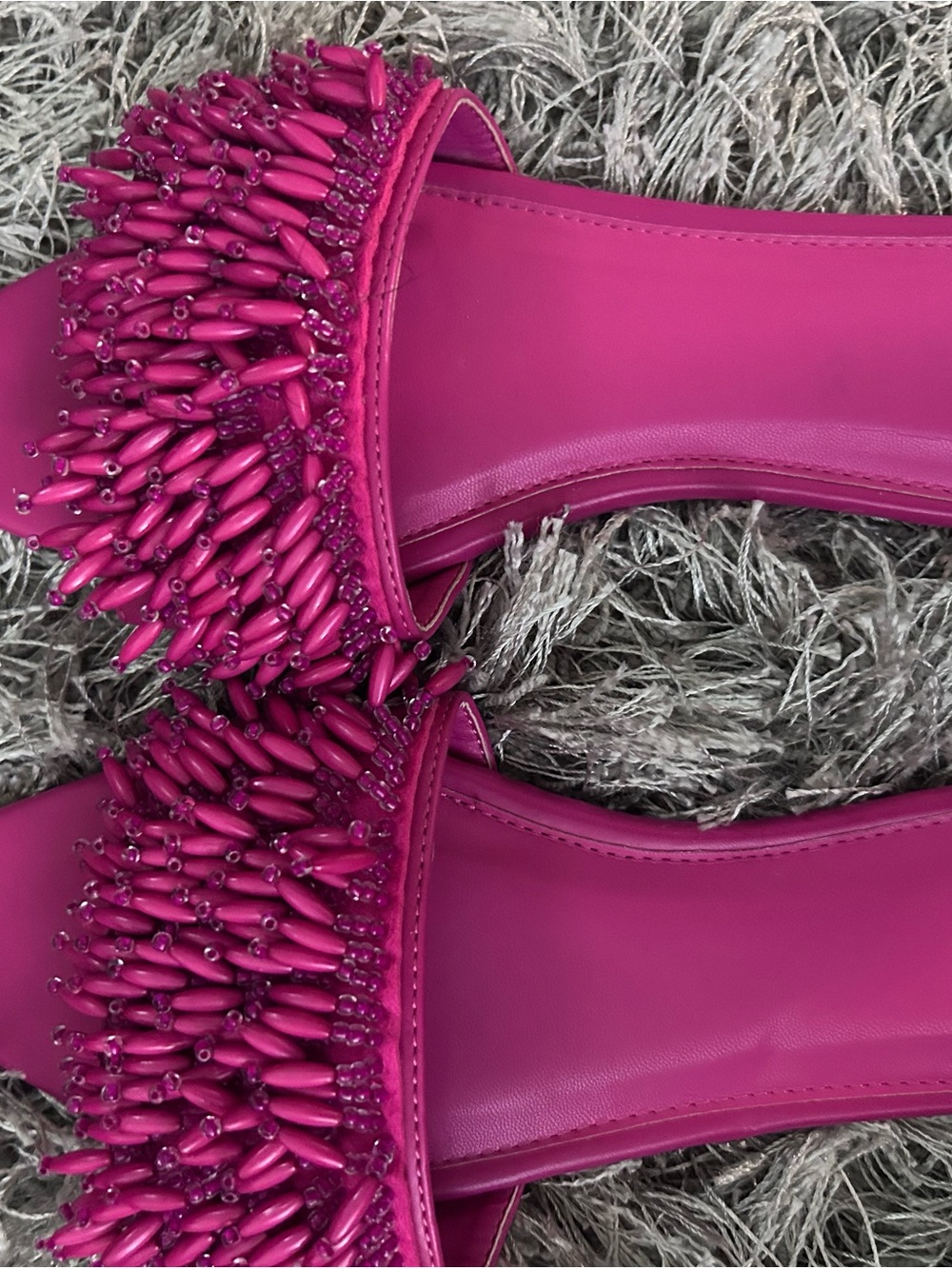SHEIN Hot Pink Beaded Slide Sandals
